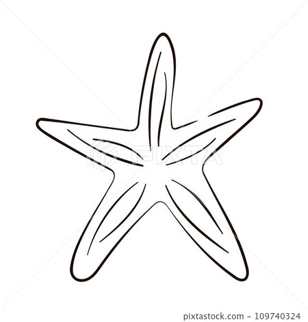 Starfish icon in line art style. Sea Star for print poster, card, sticker tattoo. Vector illustration isolated on a white background. 109740324