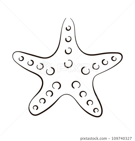 Starfish logo in line art style. Undersea sketch of seashell for icon in outline sketch style. Vector illustration isolated on a white background. Starfish logo in line art style. Undersea sketch of seashell for icon in outline sketch style. Vector illustration isolated on a white background. 109740327