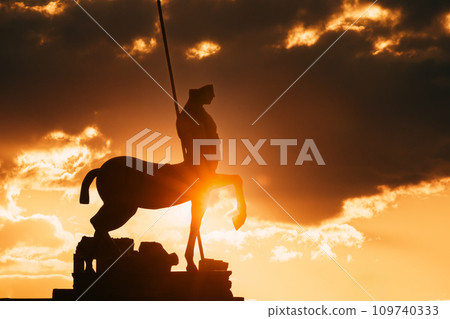 Pompeii, Italy. Statue Of Centaur On Territory Of Forum On Background Sunset Sunrise Sky 109740333