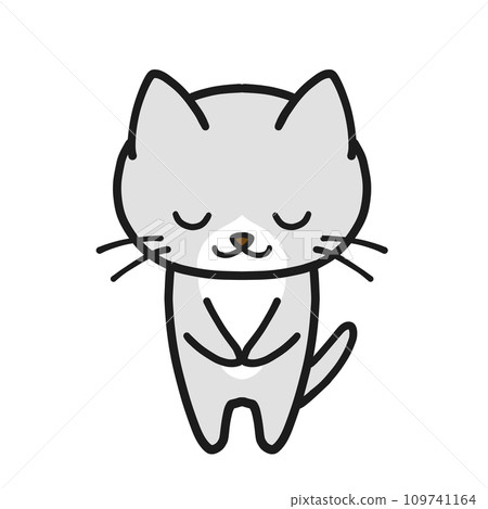 Hachiware gray cat bowing with folded hands 109741164