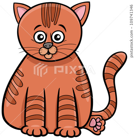 funny cartoon tabby kitten comic animal character funny cartoon tabby kitten comic animal character 109741346