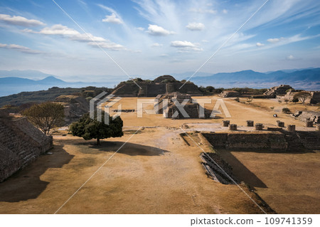 Ancient ruins on plateau Monte Alban in Mexico 109741359