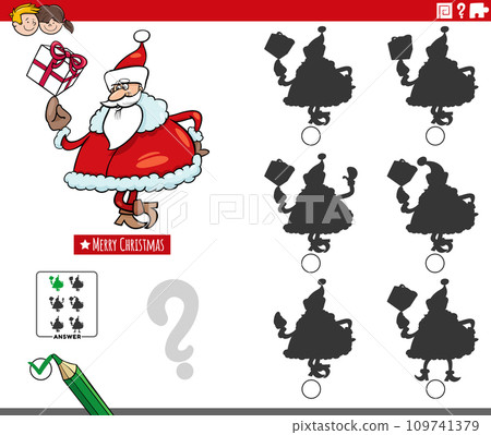 shadow game with cartoon Santa Claus with gift shadow game with cartoon Santa Claus with gift 109741379