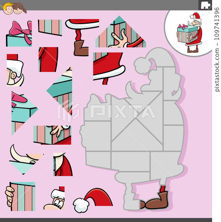 jigsaw puzzle with cartoon Santa Claus with present jigsaw puzzle with cartoon Santa Claus with present 109741396