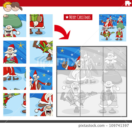 jigsaw puzzle game with Santa Clauses on Christmas jigsaw puzzle game with Santa Clauses on Christmas 109741397