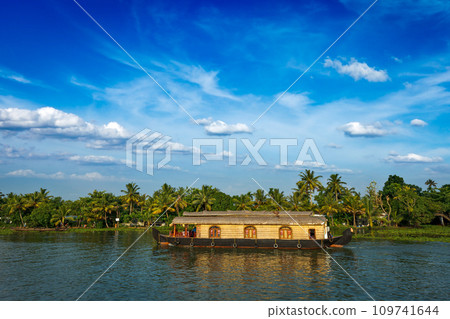 Houseboat on Kerala backwaters, India Houseboat on Kerala backwaters, India 109741644