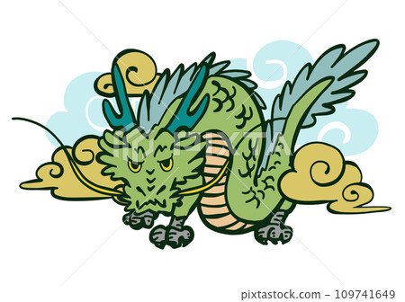 Vector illustration of oriental dragon. Hand-drawn zodiac. New Year's materials (zodiac sign/year of the dragon) 109741649