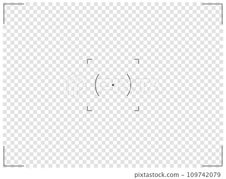 Camera frame viewfinder screen of photo, video recorder digital display with camera frames. Vector round target illustration on transparent background. 109742079