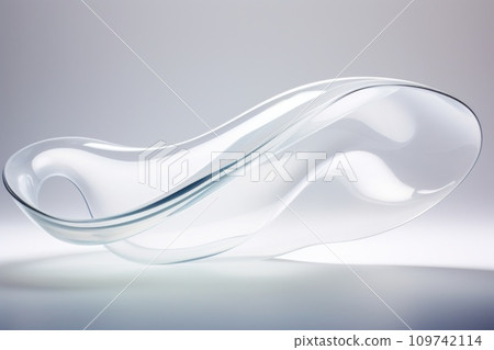 White curved acrylic object with vibrant neon accents and colorful filters White curved acrylic object with vibrant neon accents and colorful filters 109742114