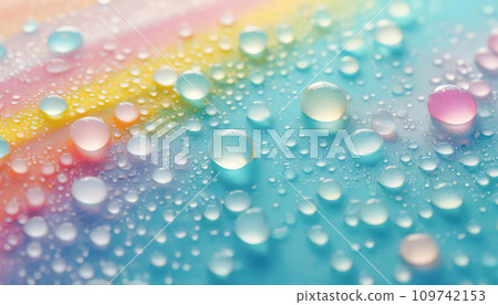 Pastel colored background and water drops (AI generated image) 109742153