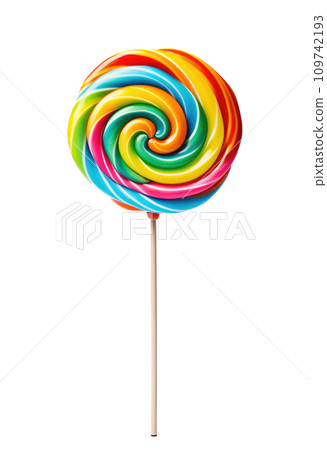 a colorful lollipop on a stick isolated 109742193