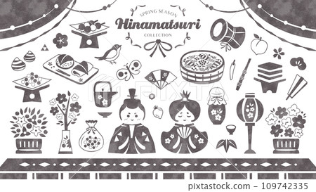 Hinamatsuri 水彩插圖集（黑白剪影） 109742335