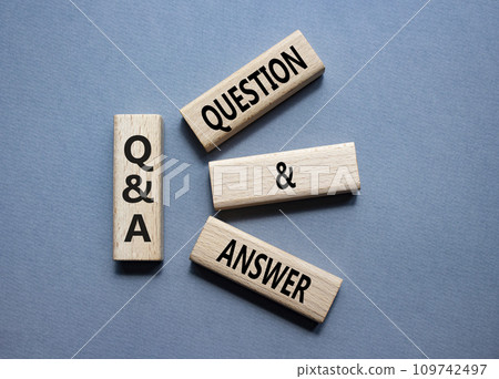Q and A - Question and Answer. Wooden cubes with words Q and A. Beautiful grey background. Business and Q and A concept. Copy space. Q and A - Question and Answer. Wooden cubes with words Q and A. Beautiful grey background. Business and Q and A concept. Copy space. 109742497