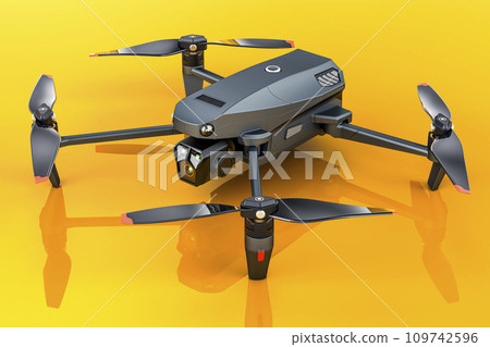 Modern Drone on orange background. 3D rendering 109742596