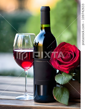 Hearts wine roses couples Valentines detailed cozy 109742633