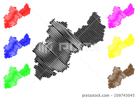 Hathras district (Uttar Pradesh State, Republic of India) map vector illustration, scribble sketch Hathras map 109743045