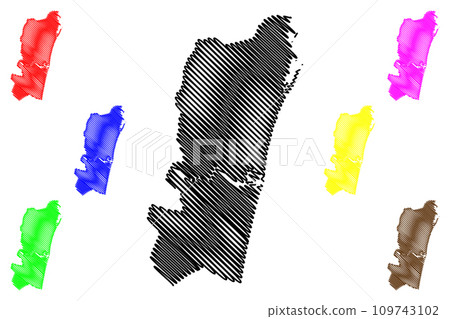 Chennai district (Tamil Nadu State, Republic of India) map vector illustration, scribble sketch Madras map 109743102