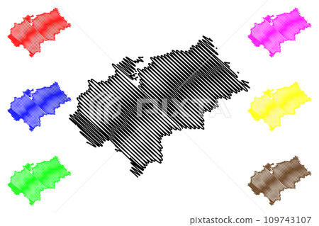 Chikmagalur district (Karnataka State, Republic of India, Mysore Division) map vector illustration, scribble sketch Chikkamagaluru map Chikmagalur district (Karnataka State, Republic of India, Mysore Division) map vector illustration, scribble sketch Chikkamagaluru map 109743107