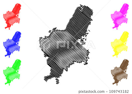 Jamnagar district (Gujarat State, Republic of India) map vector illustration, scribble sketch Jamnagar map 109743182