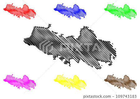 Jamtara district (Jharkhand State, Republic of India, Santhal Pargana Division) map vector illustration, scribble sketch Jamtara map 109743183