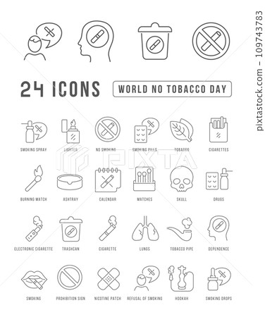 Vector Line Icons of World No Tobacco Day 109743783