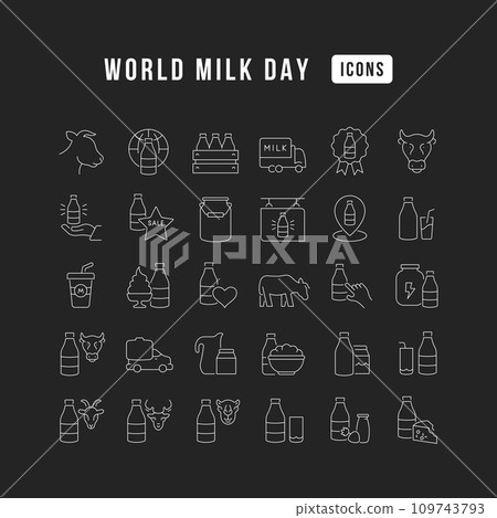 Vector Line Icons of World Milk Day 109743793