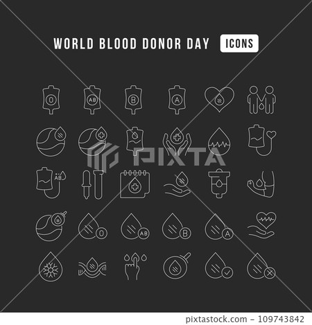 Vector Line Icons of World Blood Donor Day Vector Line Icons of World Blood Donor Day 109743842