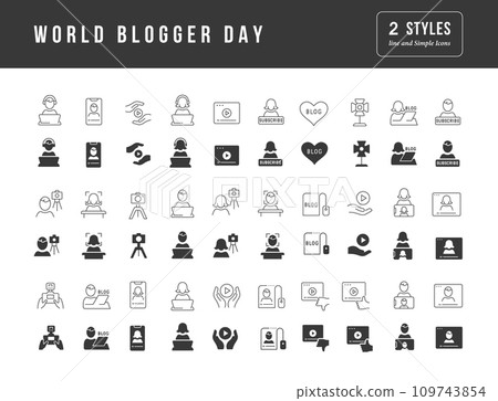 Vector Simple Icons of World Blogger Day Vector Simple Icons of World Blogger Day 109743854