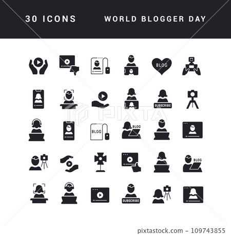 Vector Simple Icons of World Blogger Day Vector Simple Icons of World Blogger Day 109743855