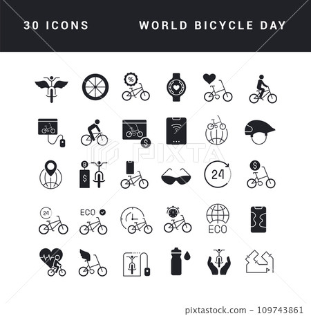 Vector Simple Icons of World Bicycle Day Vector Simple Icons of World Bicycle Day 109743861