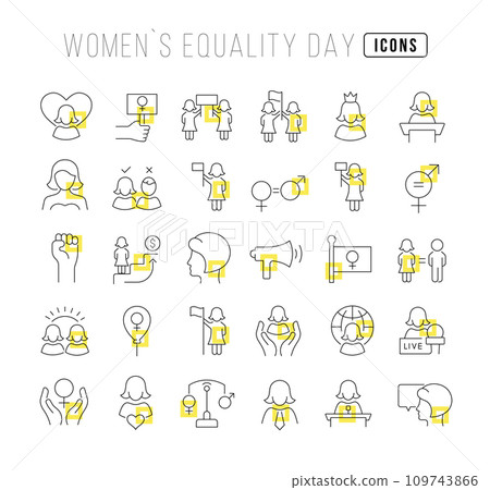 Vector Line Icons of Women Equality Day Vector Line Icons of Women Equality Day 109743866