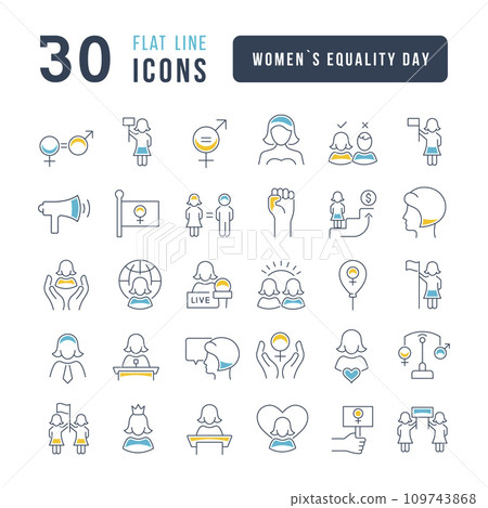 Vector Line Icons of Women Equality Day 109743868