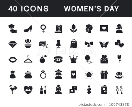 Set of Simple Icons of Women's Day Set of Simple Icons of Women's Day 109743878