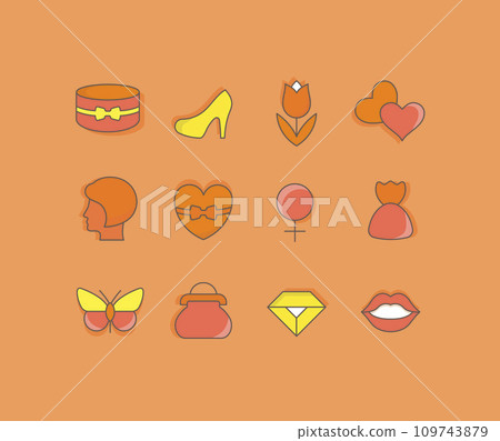 Set of Simple line Icons of Women's Day Set of Simple line Icons of Women's Day 109743879