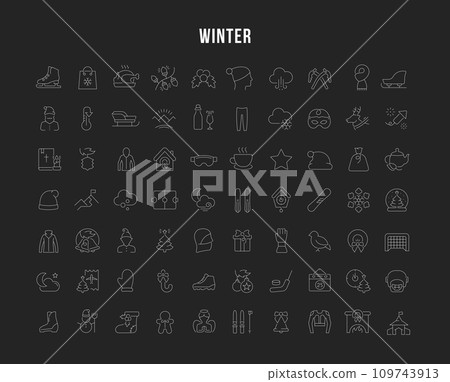 Set Vector Line Icons of Winter - Stock Illustration [109743913] - PIXTA