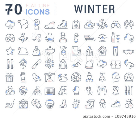 Set Vector Line Icons of Winter 109743916