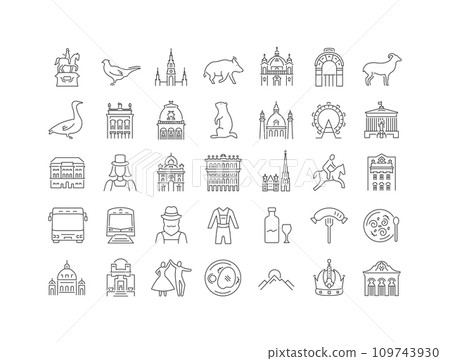 Set of linear icons of Wien 109743930