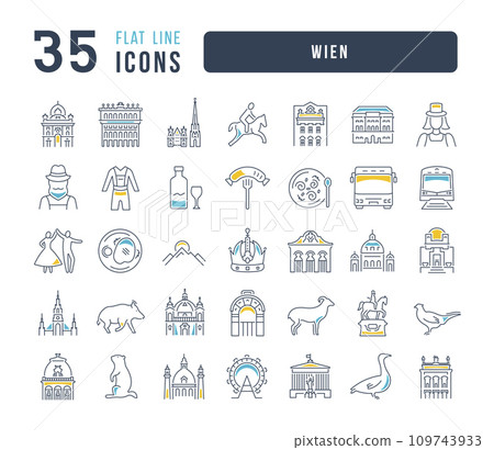 Set of linear icons of Wien 109743933