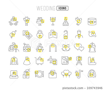 Set of linear icons of Wedding 109743946