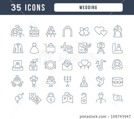 Set of linear icons of Wedding Set of linear icons of Wedding 109743947