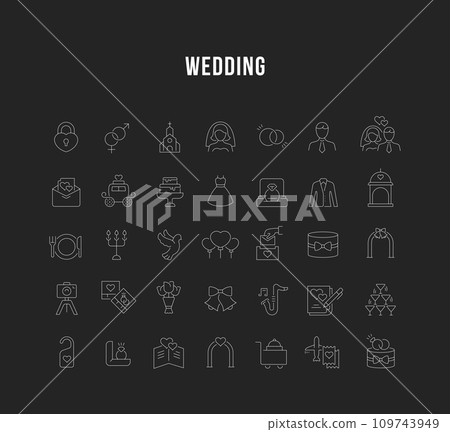 Set Vector Line Icons of Wedding Set Vector Line Icons of Wedding 109743949