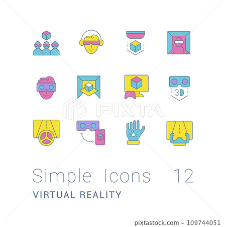 Set of Simple line Icons of Virtual Reality 109744051