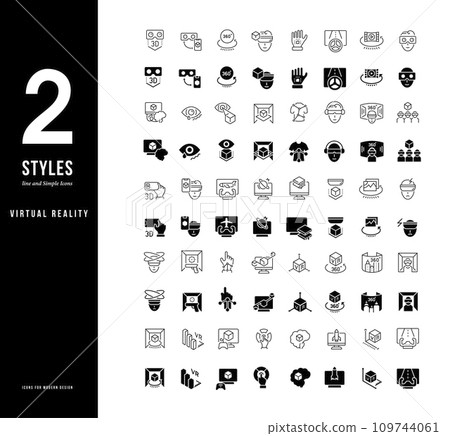 Simple Line Icons of Virtual Reality 109744061