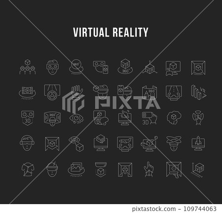 Set Vector Line Icons of Virtual Reality. 109744063