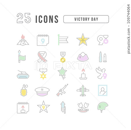 Vector Line Icons of Victory Day Vector Line Icons of Victory Day 109744064