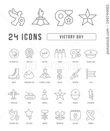 Vector Line Icons of Victory Day Vector Line Icons of Victory Day 109744065
