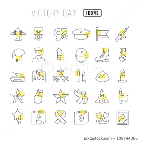 Vector Line Icons of Victory Day 109744066