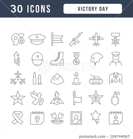 Vector Line Icons of Victory Day Vector Line Icons of Victory Day 109744067
