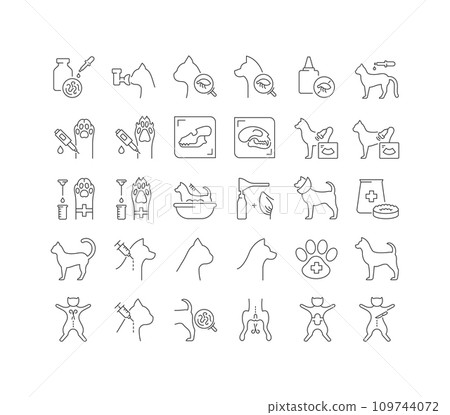 Set of linear icons of Veterinary Medicine Set of linear icons of Veterinary Medicine 109744072
