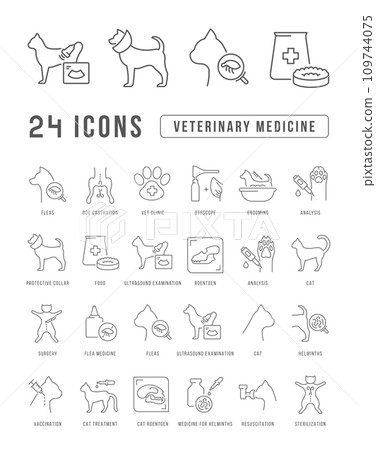 Set of linear icons of Veterinary Medicine 109744075